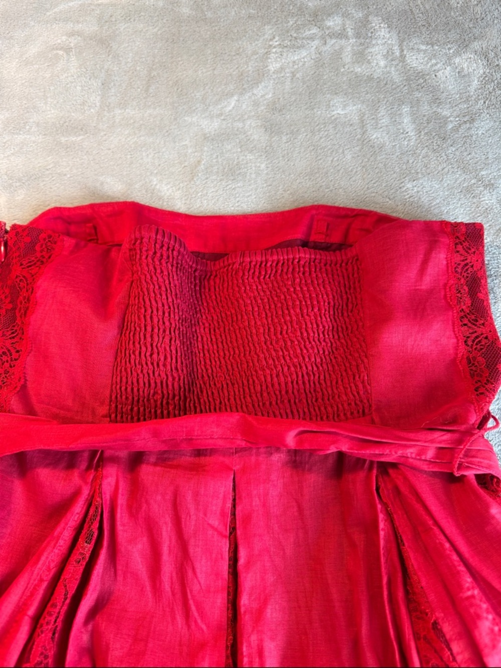 NWOT Anthro Moulinette Soeurs Strapless Fit-and-Flare Dress Red Size 4 - Picture 5 of 13